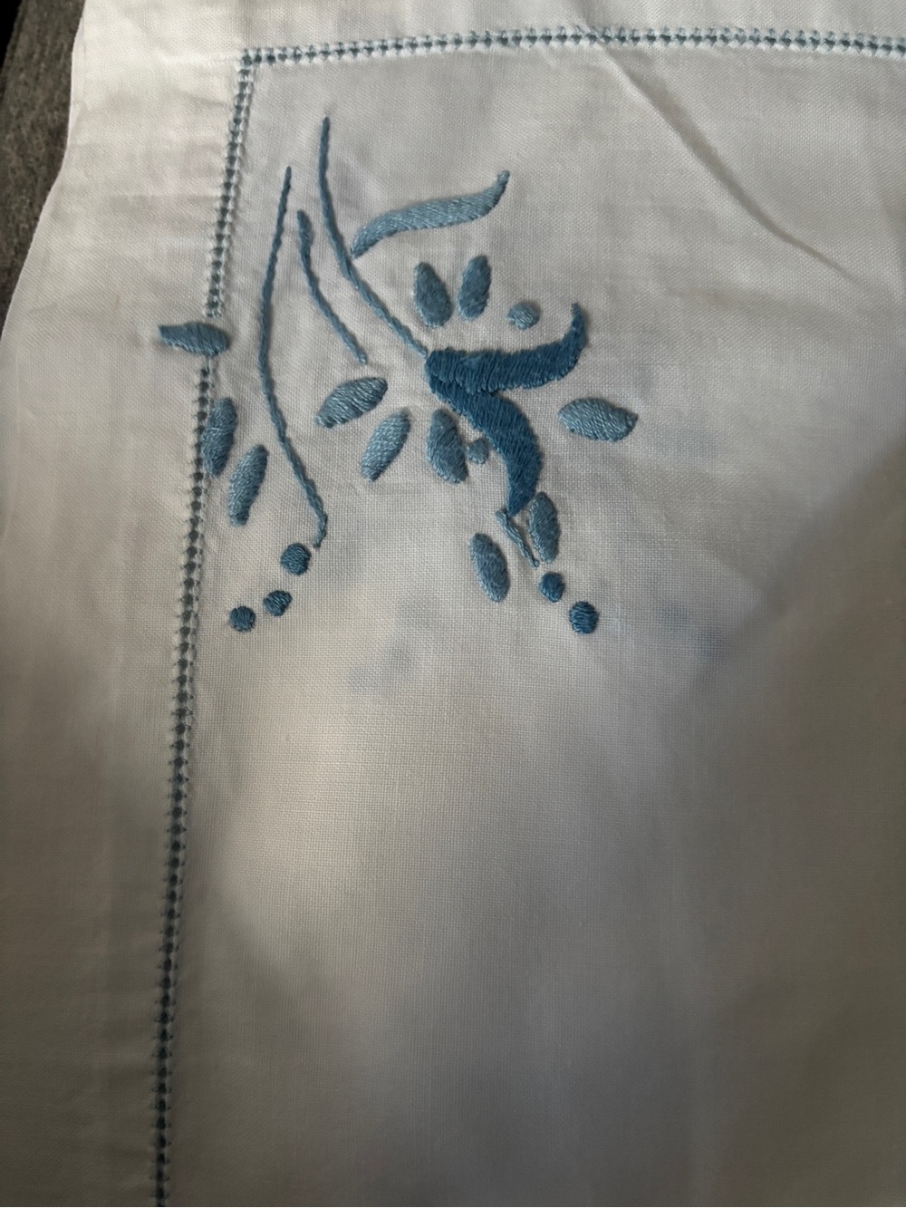 Blue Embroidered Handmade Napkins/Table Toppers- Set of 6 - Picture 2 of 7